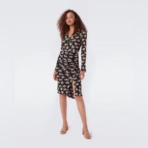 NWT Diane Von Furstenberg Lilly Collared Mesh Dress